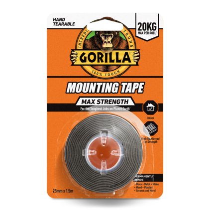Gorilla Monteringstejp Max Strenght 1,5 m Svart